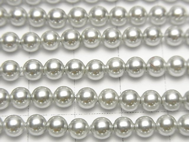 1strang 3,79 $! Muschelperle Silber Rund 4mm 1strang Perlen (ca. 15 Zoll / 37 cm)