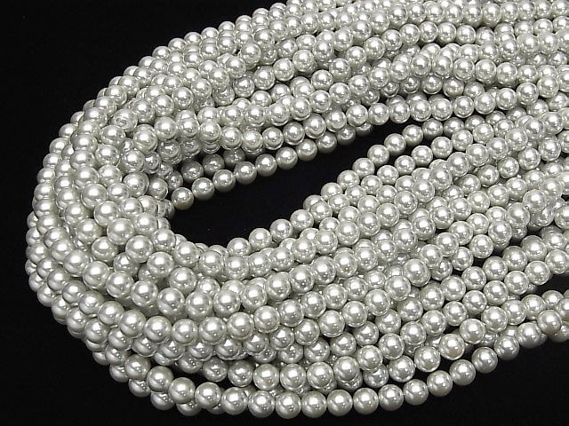 1strang 3,79 $! Muschelperle Silber Rund 6mm 1strang Perlen (ca. 15 Zoll / 37 cm)