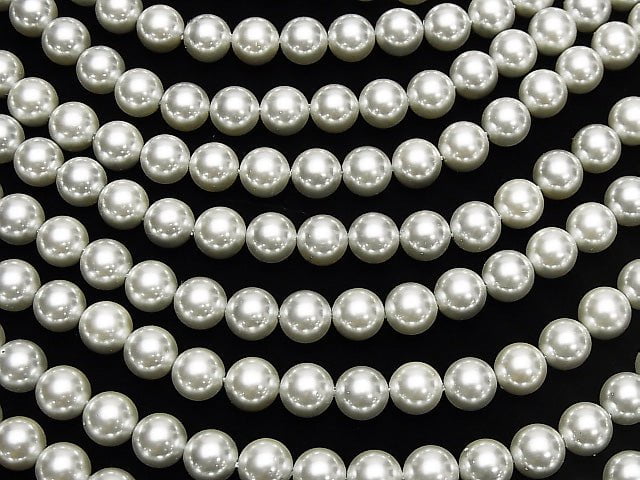 1strang 4,79 $! Muschelperle Silber Rund 8mm 1strang Perlen (ca. 15 Zoll / 37 cm)