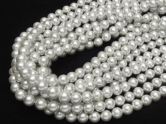 1strang 5,79 $! Muschelperle Silber Rund 10mm 1strang Perlen (ca. 15 Zoll / 37 cm)