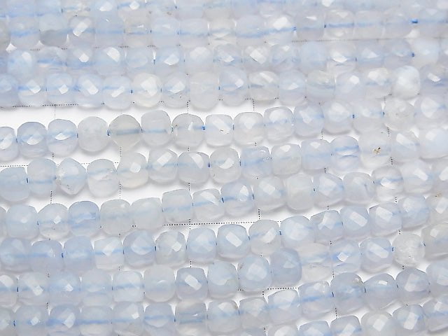 High Quality! Blue Lace Agate AA++ Cube Shape 4x4x4mm half or 1strand beads (aprx.15inch/37cm)