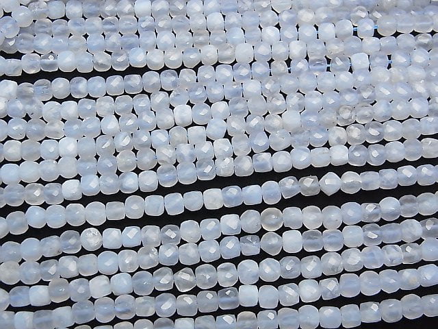 High Quality! Blue Lace Agate AA++ Cube Shape 4x4x4mm half or 1strand beads (aprx.15inch/37cm)