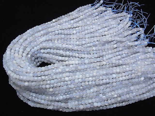 High Quality! Blue Lace Agate AA++ Cube Shape 4x4x4mm half or 1strand beads (aprx.15inch/37cm)