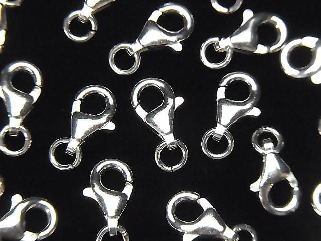 Silver 925 Oval Lobster (with Jump Ring) 9x5.5x2.5mm Pure Silver Finish 2pcs