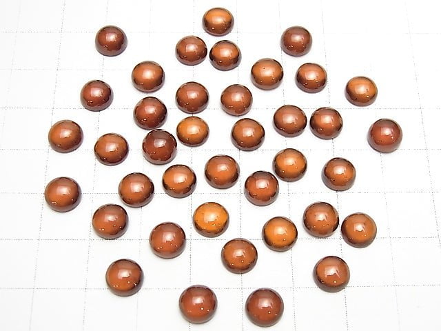 Hochwertiger Hessonitgranat AAA runder Cabochon 7x7mm 3Stk