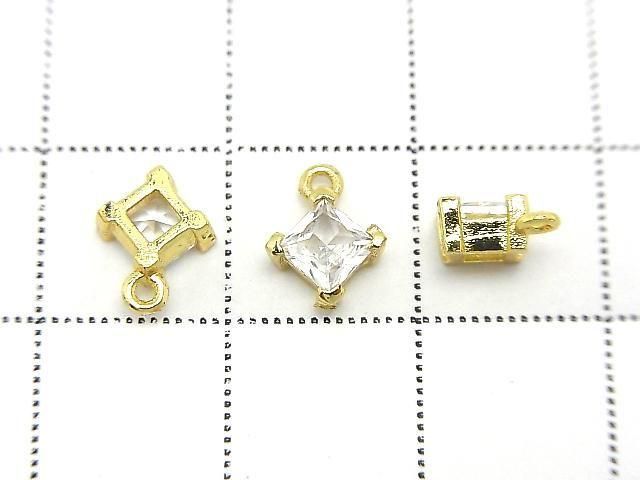 Metal Parts Diamond Charm, Gold Color (with CZ), 2pcs