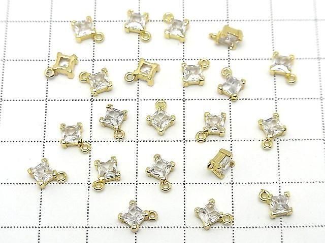 Metal Parts Diamond Charm, Gold Color (with CZ), 2pcs