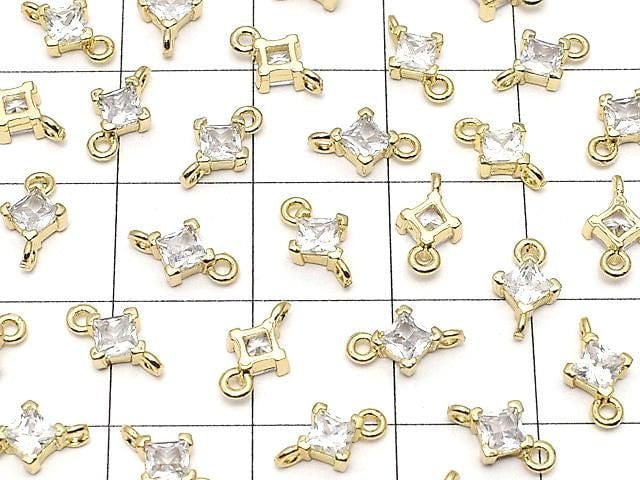 Metal parts Diamond Both Side Charm Gold color (with CZ) 3pcs