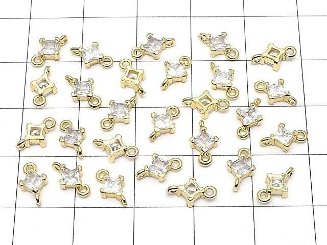 Metal parts Diamond Both Side Charm Gold color (with CZ) 3pcs