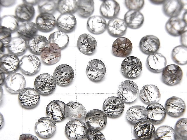 Hochwertiger Turmalinquarz AAA- loser Stein rund facettiert 4x4mm 5Stk