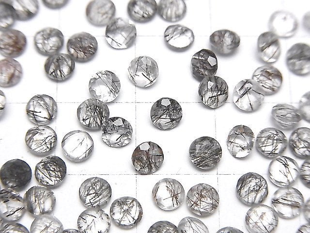 Hochwertiger Turmalinquarz AAA- loser Stein rund facettiert 4x4mm 5Stk