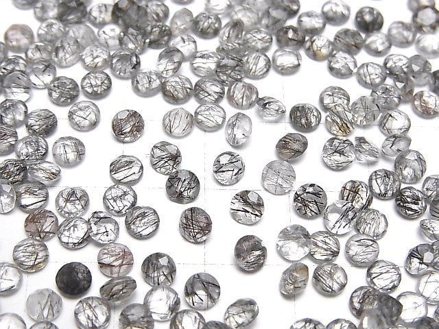 Hochwertiger Turmalinquarz AAA- loser Stein rund facettiert 4x4mm 5Stk