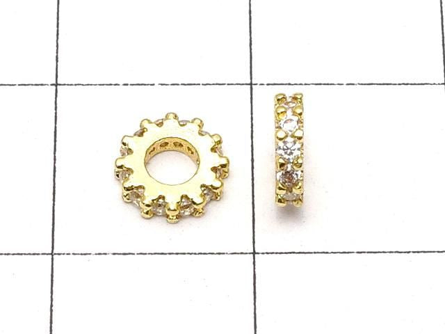 金屬墊圈 6x6x1.5mm 金色 (帶方晶鋯石) 3個