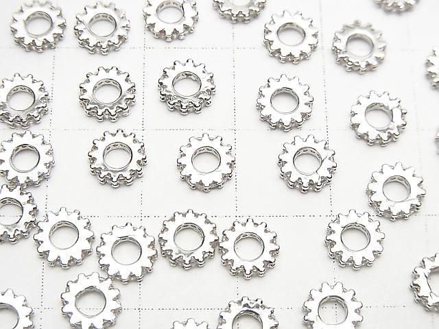 金屬配件 Rondelle 6x6x1.5mm 銀色 (帶鋯石) 3個