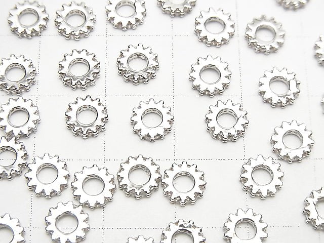 Metal parts Rondelle 6x6x1.5mm Silver (with CZ) 3pcs