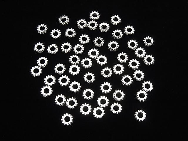 金屬配件 Rondelle 6x6x1.5mm 銀色 (帶鋯石) 3個