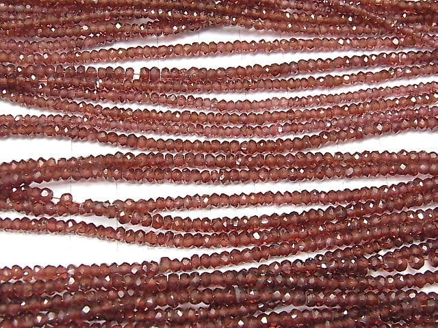 Hochwertiger Granat AAA Facettiert Knopf Rondelle 1 Strang Perlen (ca. 15 Zoll/36 cm)