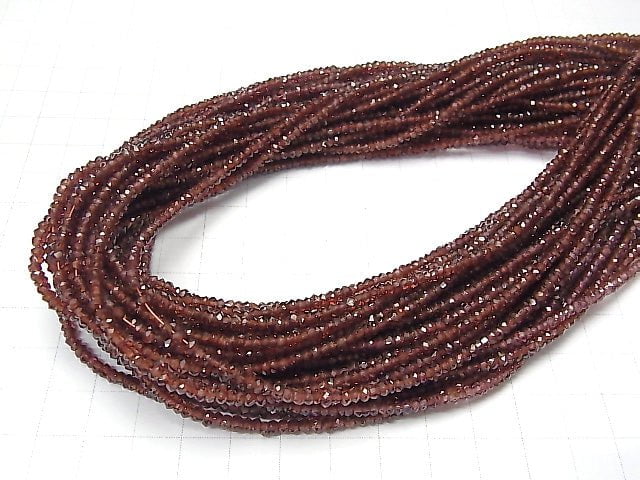 Hochwertiger Granat AAA Facettiert Knopf Rondelle 1 Strang Perlen (ca. 15 Zoll/36 cm)