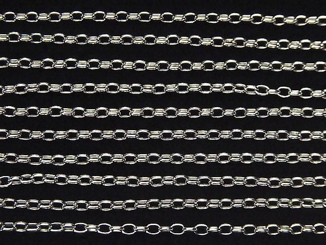 Silver 925 Long Rolo Chain, Approx. 2mm Wide, Rhodium Plated, 10cm