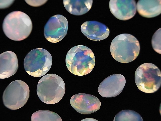 Hochwertiger Äthiopischer Opal AAA Lose Stein Rund facettiert 8x8mm 2 Stück