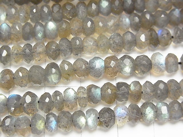 Labradorit AA++ facettierte Knopf-Rondelle 5x5mm 1strang Perlen (ca. 14 Zoll / 34 cm)