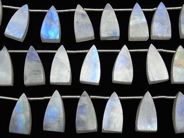 Regenbogen Mondstein AA++ flache Dreiecke 16x8mm 1Strang Perlen (8Stk.).