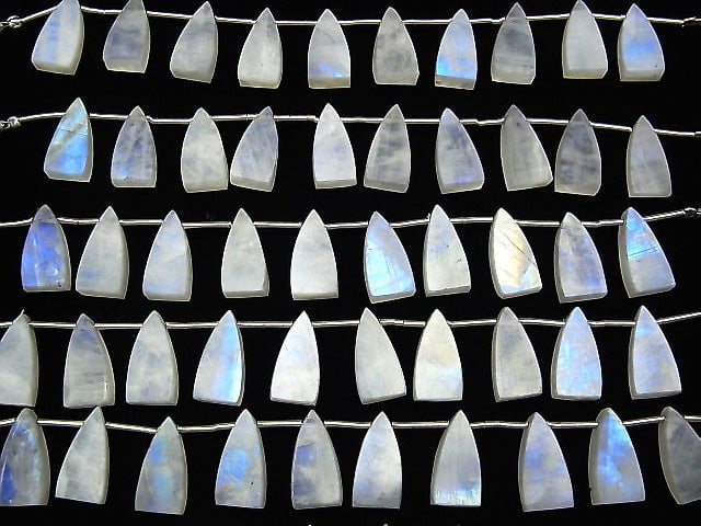 Regenbogen Mondstein AA++ flache Dreiecke 16x8mm 1Strang Perlen (8Stk.).