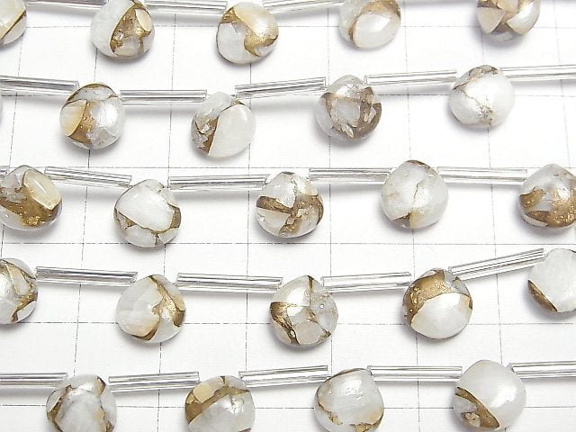 Kupferkalzit AAA Kastanie (Glatt) 8x8mm halbe oder 1Strang Perlen (12Stk.)