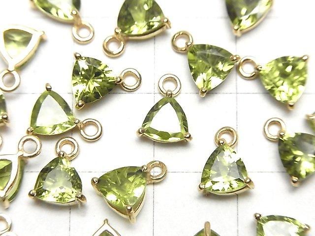 High Quality Peridot AAA Bezel Setting Triangle Faceted 7x7mm 18KGP 2pcs