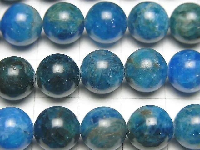 Blue Apatite AA++ Round 10mm half or 1-strand beads (approx. 15 inches/36 cm)