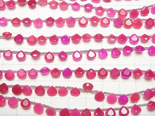Hochwertiger Fuchsia Pink Chalcedon AAA Kastanie Facettiert 6x6mm halbe oder 1Strang Perlen (18Stk.)