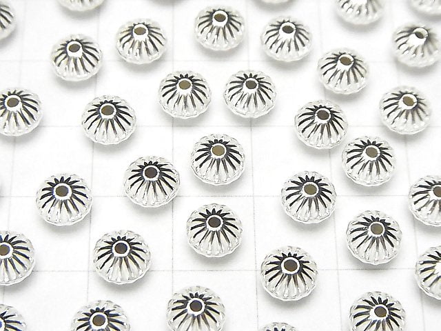 Silver925 Line Carved Rondelle 6.7mm 5pcs