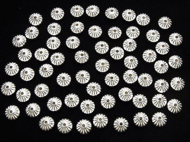 Silver925 Line Carved Rondelle 6.7mm 5pcs