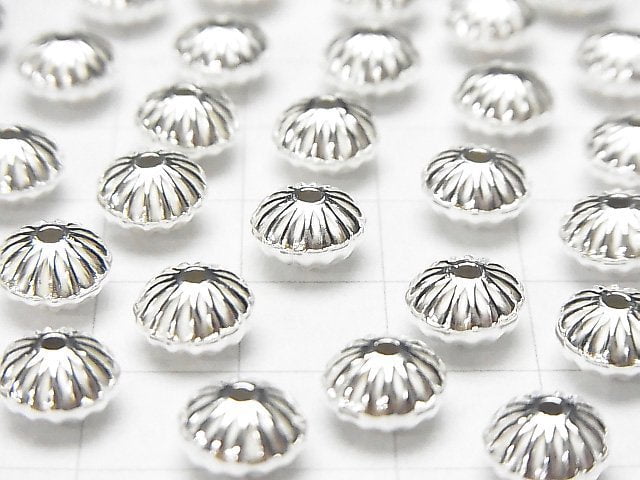 Silver925 Line Carved Rondelle 8mm 5pcs $6.79!