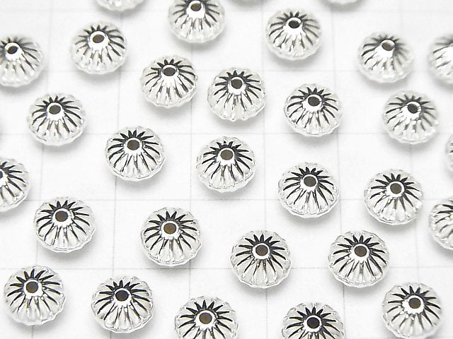 Silver925 Line Carved Rondelle 8mm 5pcs $6.79!