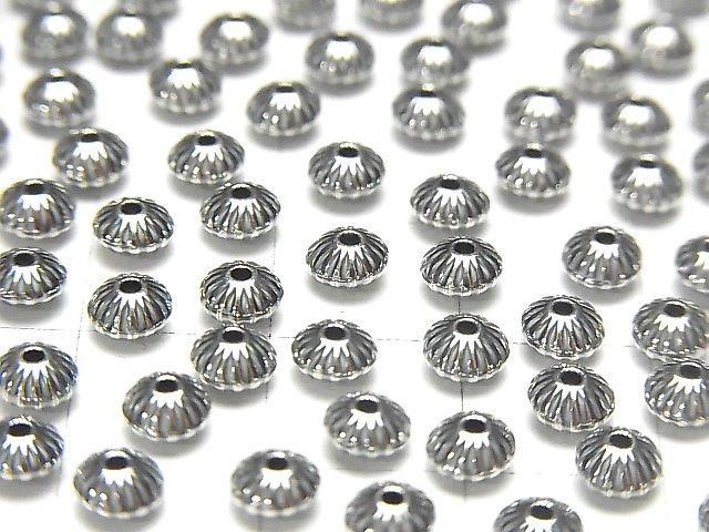 Silver925 Line Carved Rondelle 4.5mm 10pcs