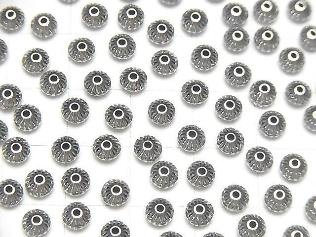 Silver925 Line Carved Rondelle 4.5mm 10pcs