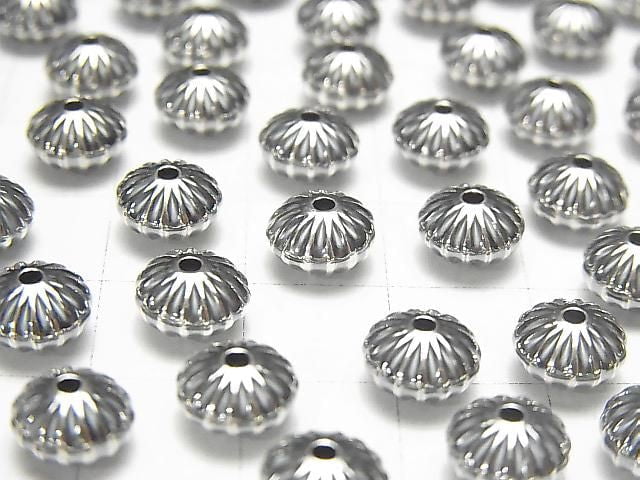 Silver925 Line Carved Rondelle 8mm 1pc
