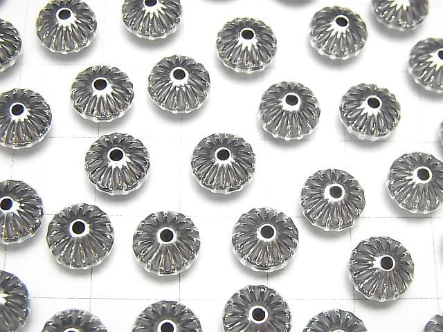 Silver925 Line Carved Rondelle 8mm 1pc