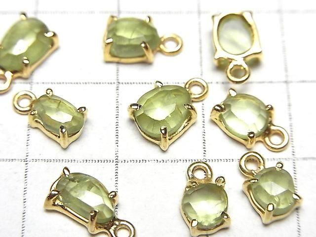 Hochwertiger Peridot AAA- Zargenfassung Freiform Rosen-Schliff 18KGP 3 Stück