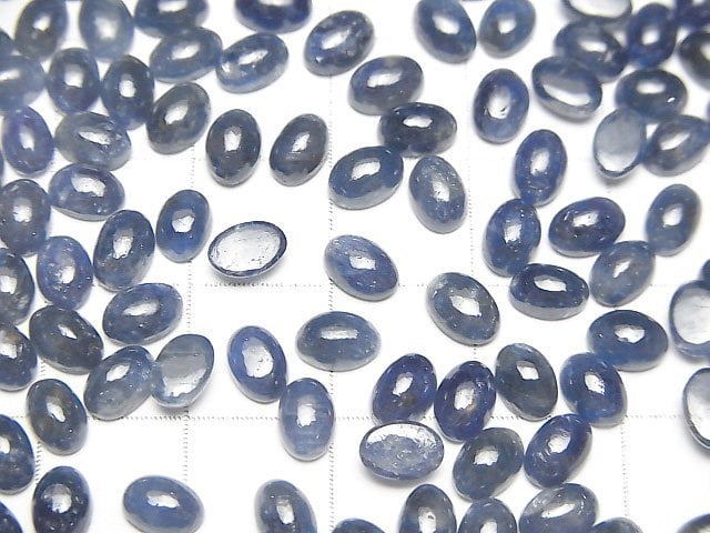 High Quality Blue Sapphire AA++ Oval Cabochon 6x4mm 3pcs