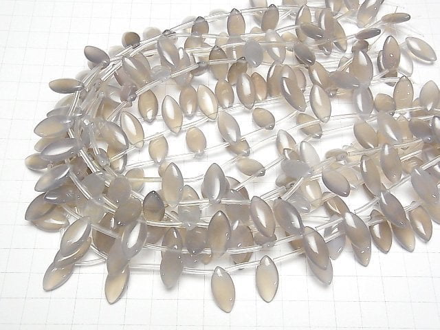 Grauer Onyx AAA Marquise (Glatt) 18x9mm halb oder 1 Strang Perlen (ca. 15 Zoll / 36 cm)