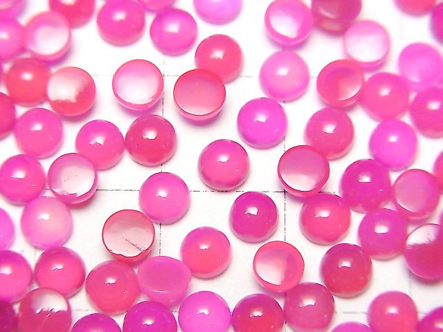 Fuchsia rosa Chalcedon AAA- Rund Cabochon 4x4mm 10 Stück
