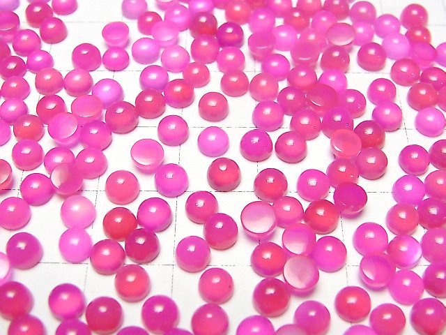 Fuchsia rosa Chalcedon AAA- Rund Cabochon 4x4mm 10 Stück