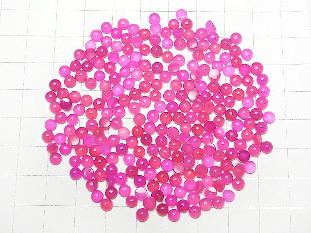 Fuchsia rosa Chalcedon AAA- Rund Cabochon 4x4mm 10 Stück