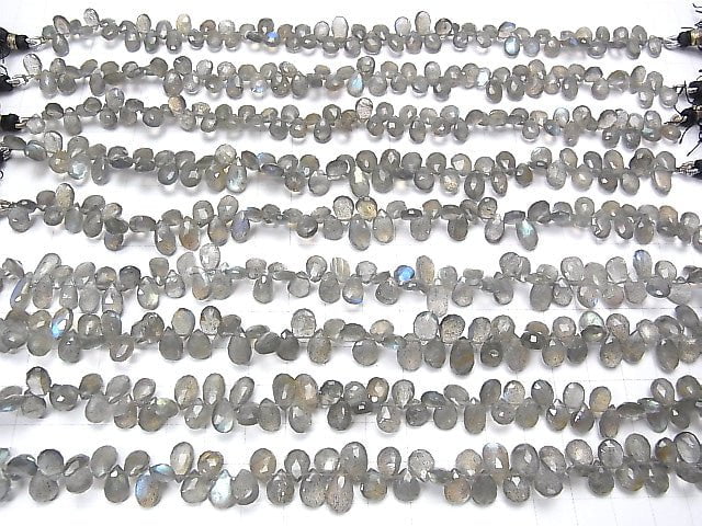High Quality Labradorite AA++ Pear shape Faceted Briolette half or 1strand beads (aprx.7inch/18cm)