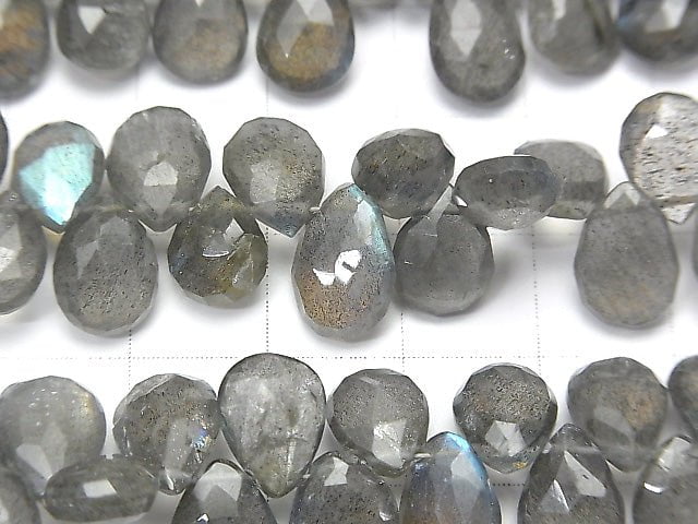 High Quality Labradorite AA++ Pear shape Faceted Briolette half or 1strand beads (aprx.8inch/20cm)