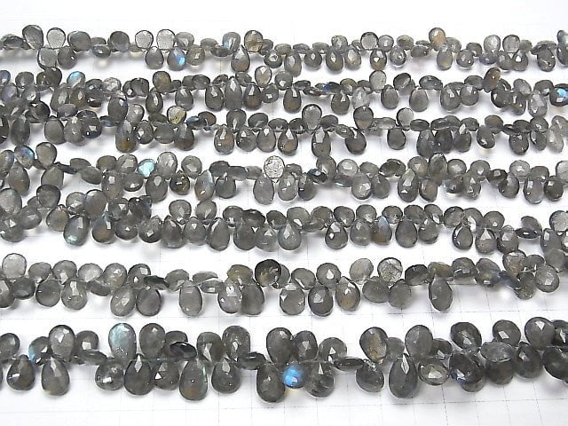 High Quality Labradorite AA++ Pear shape Faceted Briolette half or 1strand beads (aprx.8inch/20cm)