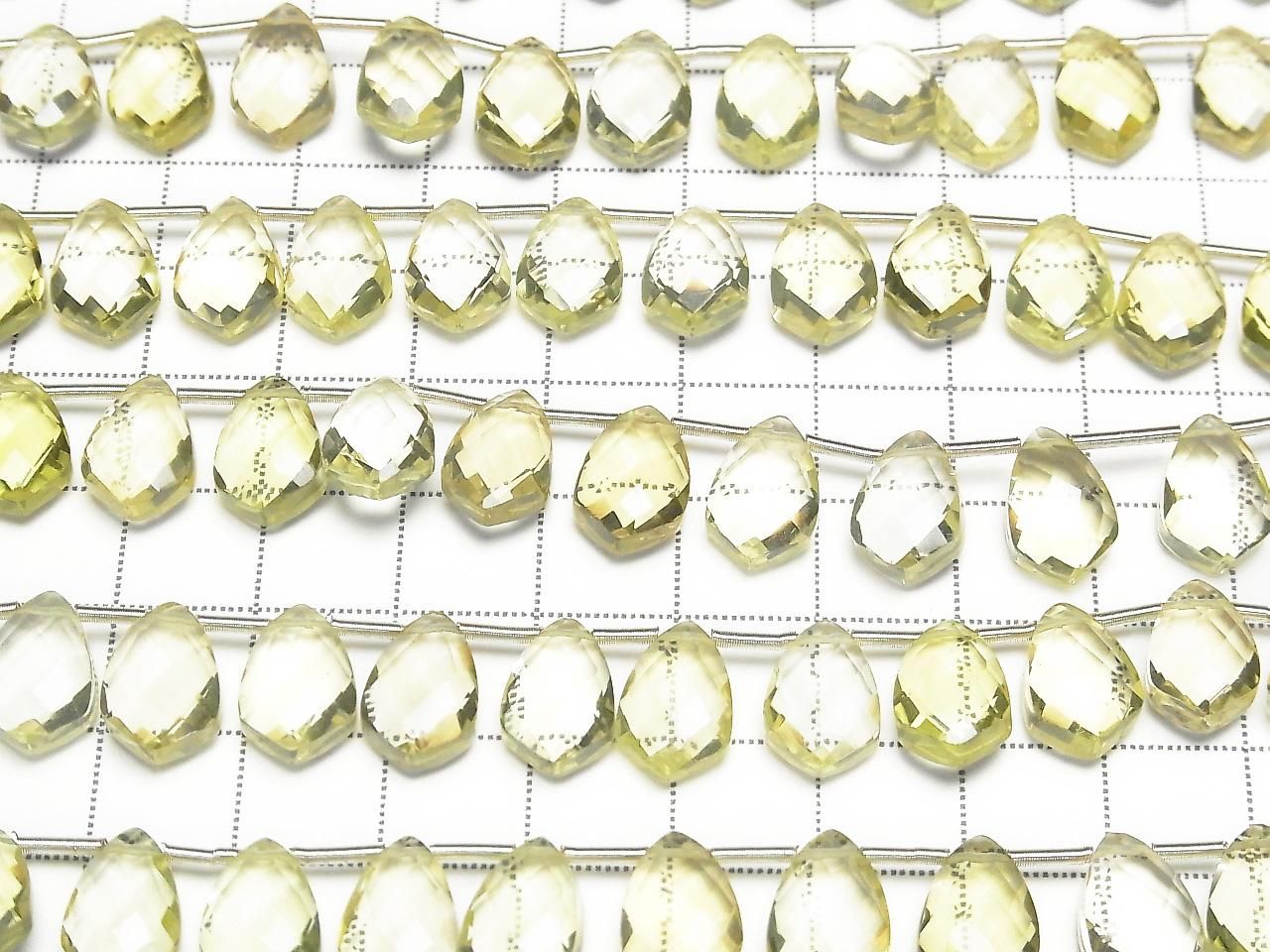 Perles Citron Quartz AAA Haute Qualité Déformation Facettées Marquise 12x8mm demi-fil ou 1 fil (18pcs)