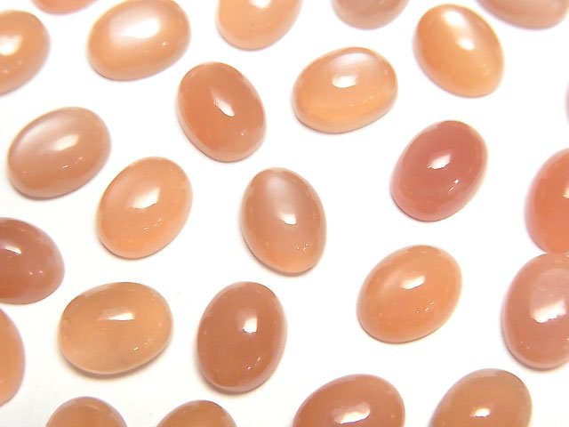 Hochwertiger orangefarbener Mondstein AAA- Oval-Cabochon 8x6mm 5 Stück